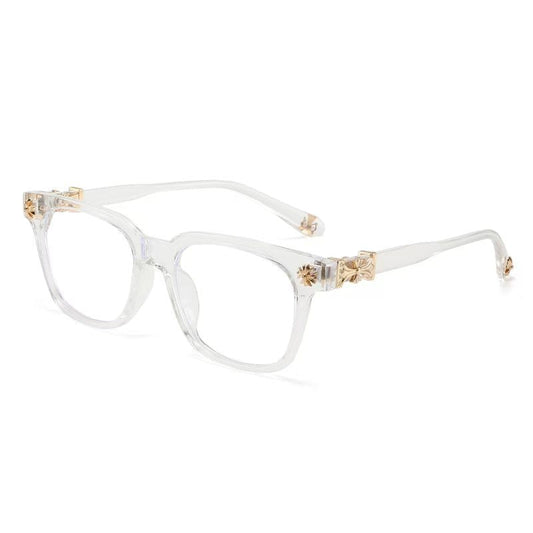 Chrome Cross Bluelight Transparent & Gold Glasses