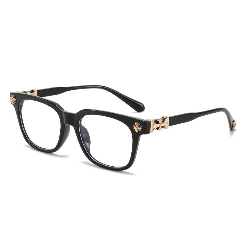 Chrome Cross Bluelight Black & Gold Glasses
