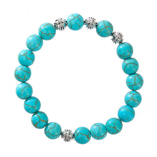 Cross Teal Bead Bracelet